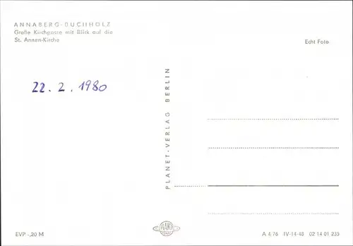 Ansichtskarte Annaberg-Buchholz Große Kirchgasse mit St. Annenkirche 1976