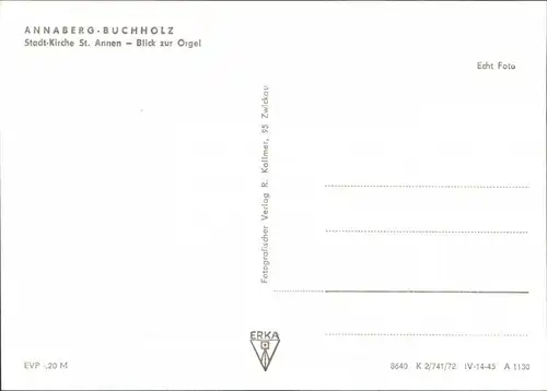 Ansichtskarte Annaberg-Buchholz St. Annenkirche - Orgel 1972