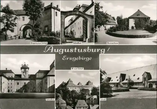 Augustusburg Schloßeingang, Schloßhof, Brunnenhaus, Schloß 1976