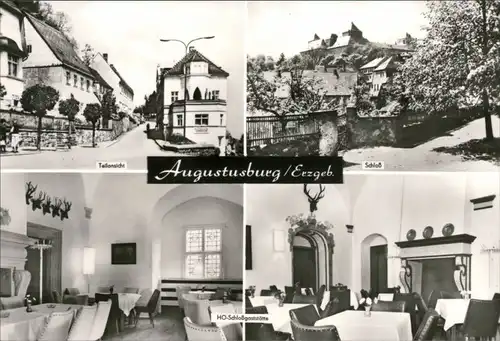 Ansichtskarte Augustusburg Teilansicht, Schloß, HO-Schloßgaststätte 1976