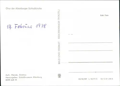 Ansichtskarte Altenburg Schlosskirche - Chor 1977