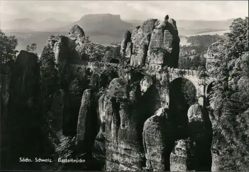 Ansichtskarte Rathen Basteibrücke 1974