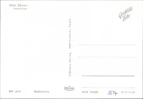 Ansichtskarte Rathen Basteibrücke 1974