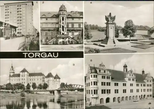 Ansichtskarte Torgau Hochhaus, Schloß Hartenfels, Denkmal, Rathaus 1975