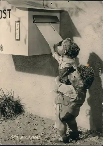 Ansichtskarte  Mecki (Diehl-Film) - Mecki Brief, Briefkasten 1960