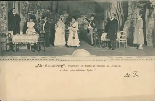 Ansichtskarte Heidelberg Theater - Alt-Heidelberg - Gaudeamus Igitur 1912