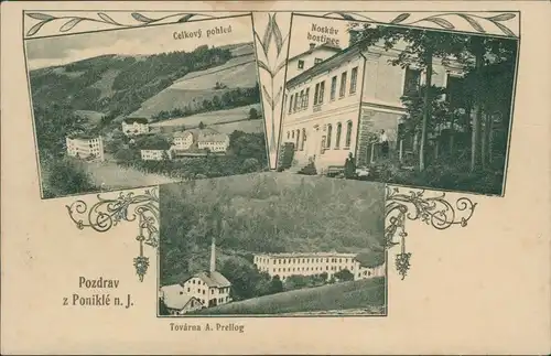 Poniklá b Semil 3 Bild Schule Stadt, Fabrik Semily Liberec Reichenberg  1913