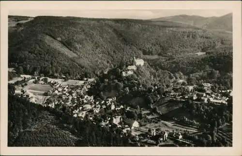 Ansichtskarte Schwarzburg Blick vom Trippstein auf die Stadt 1954