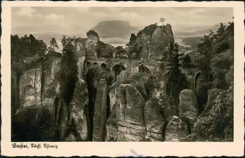 Ansichtskarte Rathen Basteibrücke - Sächsische Schweiz 1931