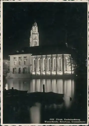 Ansichtskarte Zürich Wasserkirche, Helmhaus, Großmünster 1931