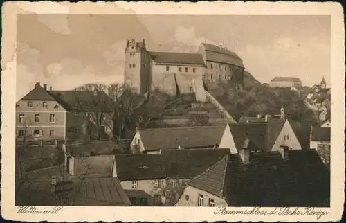 Wettin (Saale)-Wettin-Löbejün Blick über die Stadt - Stammschloss 1928 