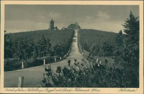 Ansichtskarte Oberwiesenthal Fichtelberghaus und Wetterwarte 1929