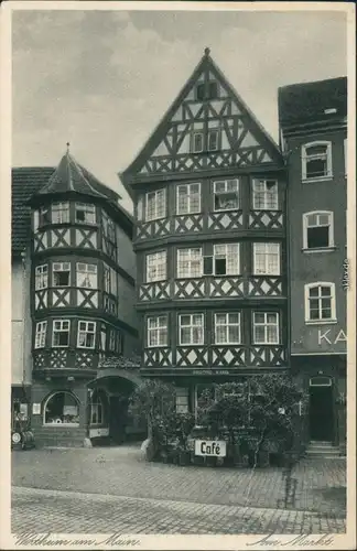 Ansichtskarte Wertheim Cafe, Marktplatz - Fachwerkhäuser 1929 