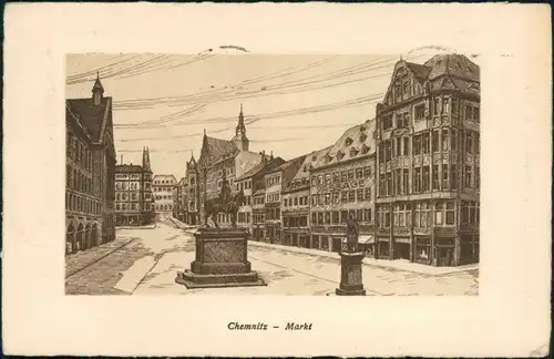 Ansichtskarte Chemnitz Künstlerkarte - Markt 1926 