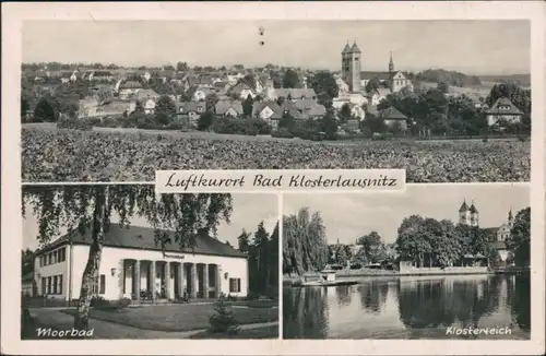 Ansichtskarte Bad Klosterlausnitz Panorama, Moorbad, Klosterteich 1959