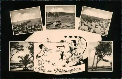 Ansichtskarte Kühlungsborn Strand, Segelboote, Strandpromenade 1962