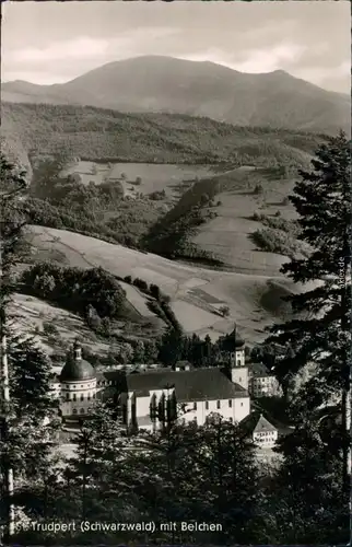 Ansichtskarte Münstertal/Schwarzwald Kloster St. Trudpert mit Belchen 1965