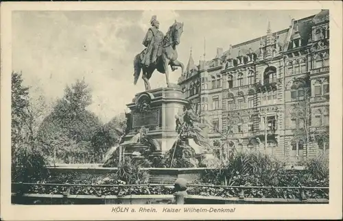 Ansichtskarte Köln Partie am Kaiser-Wilhelm Denkmal 1916 