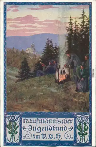 Ansichtskarte  Künstlerkarte kaufmännischer Jugendbund im V.D.R. 1912