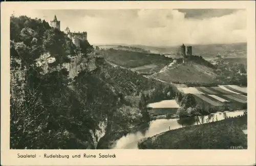 Ansichtskarte Saaleck-Bad Kösen Rudelsburg und Ruine Saaleck - Saaletal 1956