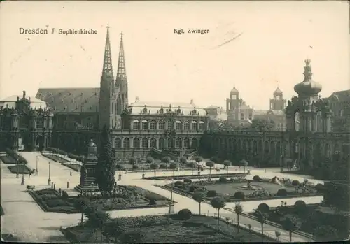 Ansichtskarte Innere Altstadt-Dresden Dresdner Zwinger mit Sophienkirche 1916