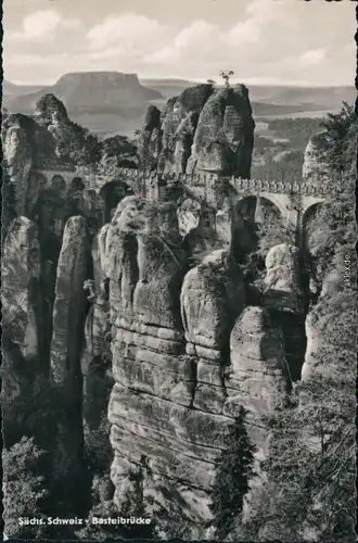 Ansichtskarte Lohmen (Sachsen) Basteibrücke - Sächsische Schweiz 1958