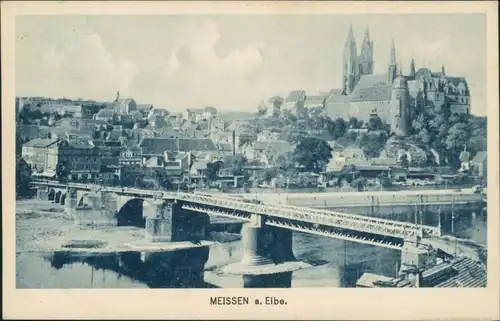 Ansichtskarte Meißen Schloss Albrechtsburg mit Brücke 1918