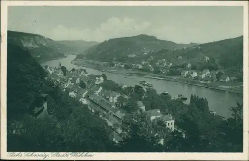 Ansichtskarte Wehlen Panorama-Ansicht mit Elbe 1933