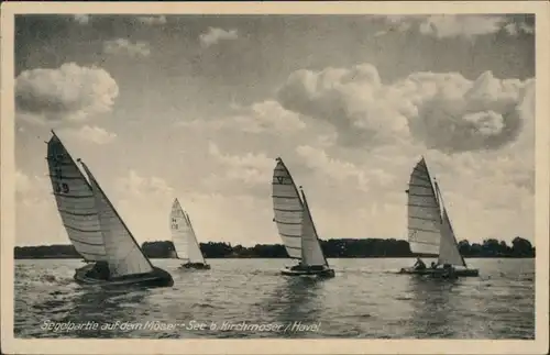 Kirchmöser-Brandenburg an der Havel Segelpartie auf dem Möser See 1955