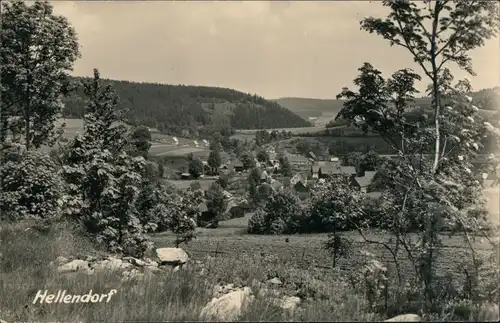 Ansichtskarte Hellendorf-Bad Gottleuba-Berggießhübel Blick auf den Ort 1960