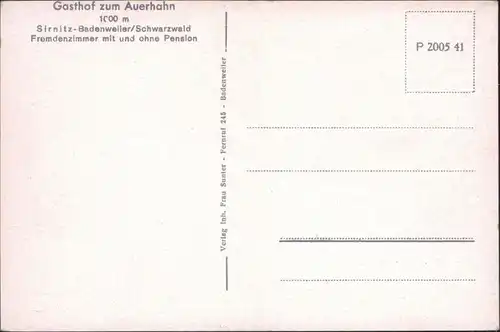 Ansichtskarte Badenweiler Gasthof zum Auerhahn 1941