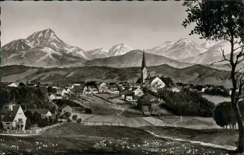 Ansichtskarte Holzkirchen Panorama mit Bergkette und Wendelstein 1958