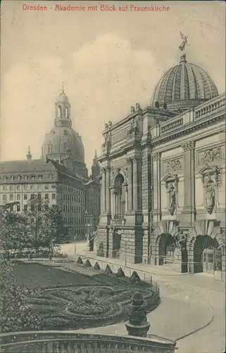 Innere Altstadt-Dresden Kunstakademie mit Blick auf Frauenkirche 1916