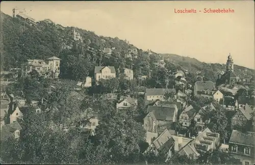Ansichtskarte Loschwitz-Dresden Drahtseilbahn/Schwebebahn 1916