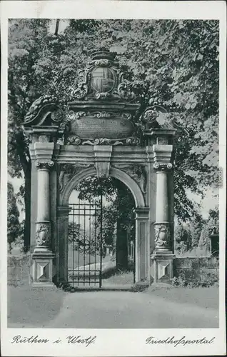 Ansichtskarte Rüthen Friedhofsportal 1932