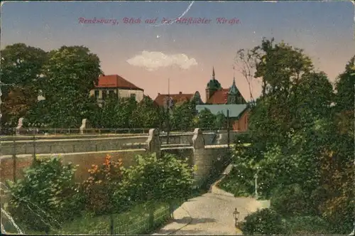 Ansichtskarte Rendsburg Blick auf die Altstädter Kirche 1919