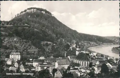 Königstein (Sächsische Schweiz) Blick auf die Stadt mit Burg 1960