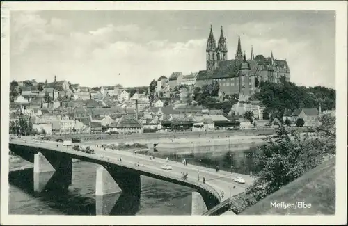 Ansichtskarte Meißen Schloss Albrechtsburg - Brücke über die Elbe 1960