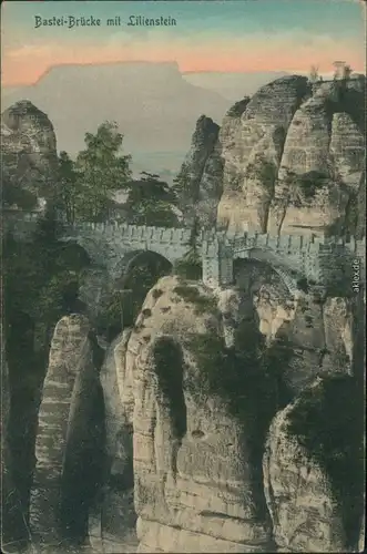 Ansichtskarte Rathen Basteibrücke - Sächsische Schweiz 1913