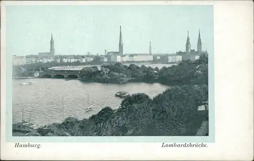 Ansichtskarte Hamburg Lombardsbrücke und Kirchen 1925