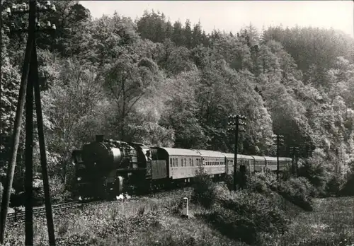 Ansichtskarte Neumühle (Elster) Dampflokomotive der BR 50 im Elstertal 1983