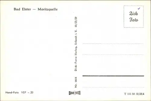 Ansichtskarte Bad Elster Moritzquelle 1958