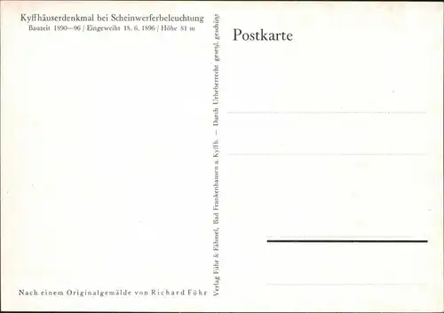 Kelbra (Kyffhäuser) Künstlerkarte: Ölgemälde v.  Scheinwerferbeleuchtung" 1927