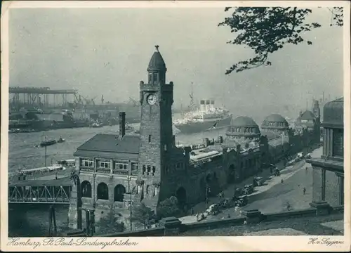 Ansichtskarte St. Pauli-Hamburg St. Pauli-Landungsbrücken 1928