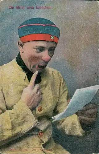 Postcard  Militär Scherzkarten - Ein Brief vom Liebchen 1916