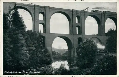 Ansichtskarte Jocketa-Pöhl Elstertalbrücke 1937
