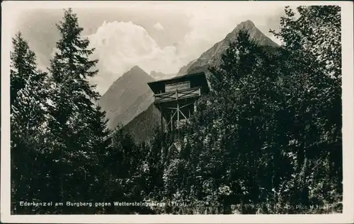 Ansichtskarte Mittenwald Ederkanzel am Burgberg gegen Wettersteingebirge 1932