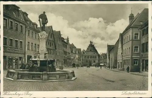 Ansichtskarte Weißenburg in Bayern Luitpoldstraße, Brunnen 1932