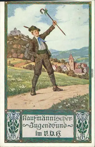  Glückwunsch / Grusskarten: kaufmännischer Jugendbund - Wanderer 1916