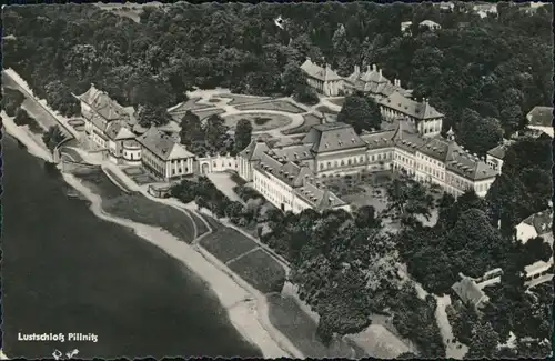 Pillnitz Luftbild vom Schloss Foto Ansichtskarte b Dresden g1961